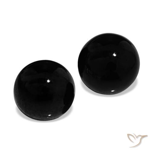 Pedras preciosas de ônix preto natural de 1,70 ct, corte redondo, opaco