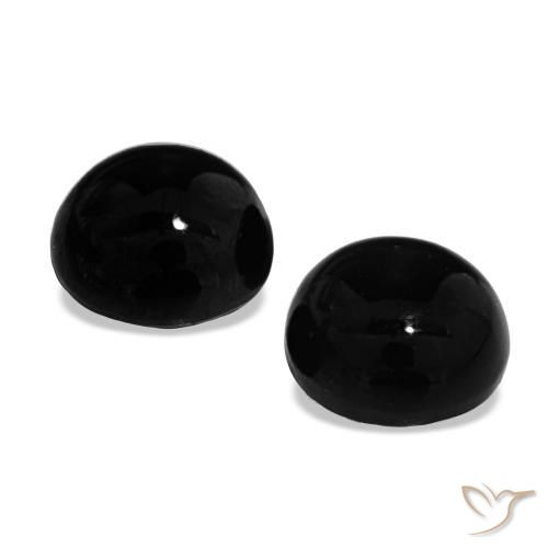 Pedras preciosas de ônix preto natural de 1,70 ct, corte redondo, opaco