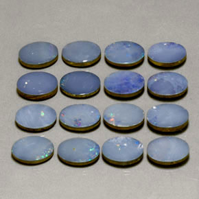 Pedras preciosas de dupleto de opala multicolorido natural de  ct, corte oval, opaco