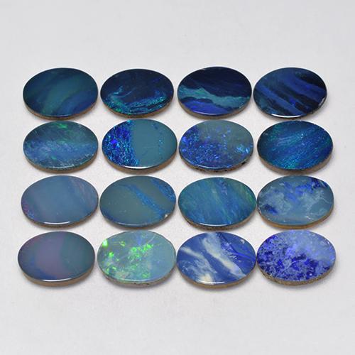 Pedras preciosas de dupleto de opala multicolorido natural de 11,31 ct, corte oval, opaco