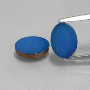 Pedras preciosas de dupleto de opala azul natural de 1,44 ct, corte oval, opaco
