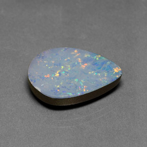 Dupleto de opala multicolorido natural 9,47ct, formato de pêra, opaco
