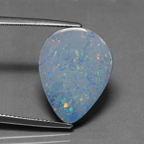 Dupleto de opala multicolorido natural 9,47ct, formato de pêra, opaco