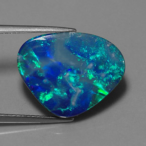 Dupleto de opala multicolorido natural 9,48ct, forma extravagante, opaco
