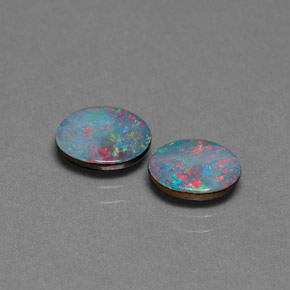 Pedras preciosas de dupleto de opala multicolorido natural de  ct, corte oval, opaco