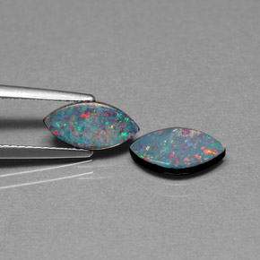 Pedras preciosas de dupleto de opala multicolorido natural de  ct, marquise, opaco