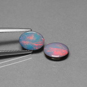 Pedras preciosas de dupleto de opala multicolorido natural de  ct, corte oval, opaco