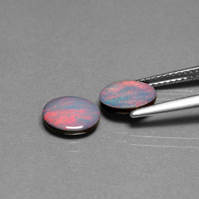 Pedras preciosas de dupleto de opala multicolorido natural de  ct, corte oval, opaco