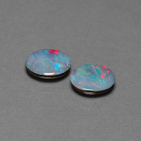 Pedras preciosas de dupleto de opala multicolorido natural de  ct, corte oval, opaco