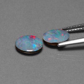 Pedras preciosas de dupleto de opala multicolorido natural de  ct, corte oval, opaco