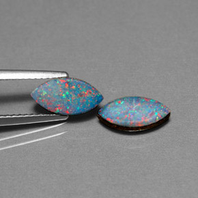 Pedras preciosas de dupleto de opala multicolorido natural de  ct, marquise, opaco