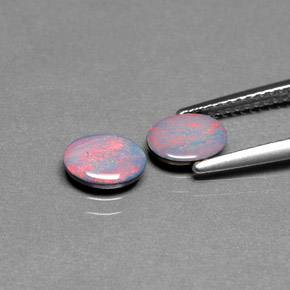 Pedras preciosas de dupleto de opala multicolorido natural de  ct, corte oval, opaco