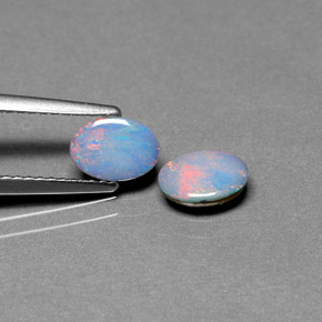 Pedras preciosas de dupleto de opala multicolorido natural de  ct, corte oval, opaco