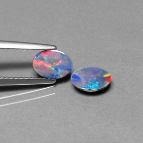 Pedras preciosas de dupleto de opala multicolorido natural de  ct, corte oval, opaco