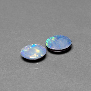 Pedras preciosas de dupleto de opala multicolorido natural de  ct, corte oval, opaco