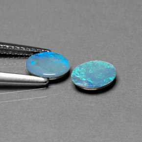 Pedras preciosas de dupleto de opala multicolorido natural de  ct, corte oval, opaco