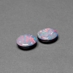 Pedras preciosas de dupleto de opala multicolorido natural de  ct, corte oval, opaco
