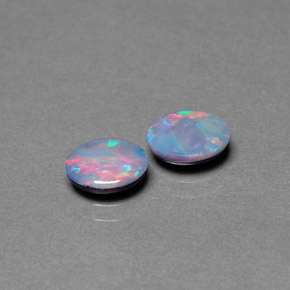 Pedras preciosas de dupleto de opala multicolorido natural de  ct, corte oval, opaco