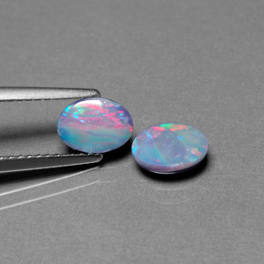 Pedras preciosas de dupleto de opala multicolorido natural de  ct, corte oval, opaco
