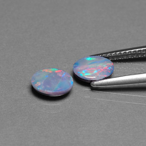 Pedras preciosas de dupleto de opala multicolorido natural de  ct, corte oval, opaco