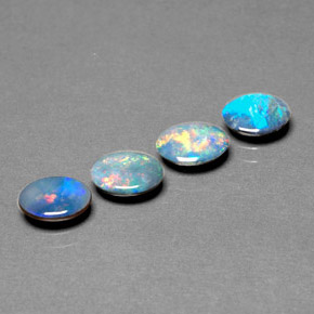 Pedras preciosas de dupleto de opala multicolorido natural de  ct, corte oval, opaco