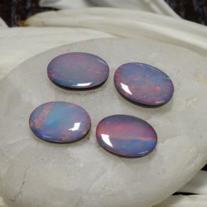 Pedras preciosas de dupleto de opala multicolorido natural de 2,37 ct, corte oval, opaco