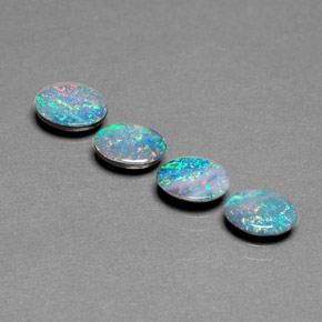 Pedras preciosas de dupleto de opala multicolorido natural de  ct, corte oval, opaco