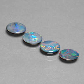 Pedras preciosas de dupleto de opala multicolorido natural de  ct, corte oval, opaco