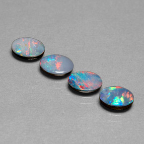 Pedras preciosas de dupleto de opala multicolorido natural de  ct, corte oval, opaco