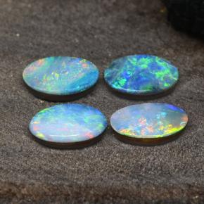 Pedras preciosas de dupleto de opala multicolorido natural de 2,36 ct, corte oval, opaco