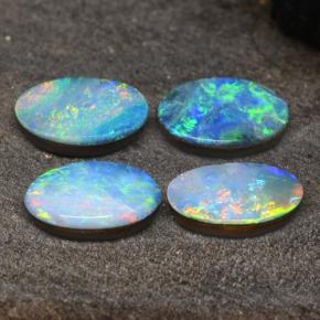 Pedras preciosas de dupleto de opala multicolorido natural de 2,36 ct, corte oval, opaco