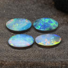 Pedras preciosas de dupleto de opala multicolorido natural de 2,36 ct, corte oval, opaco