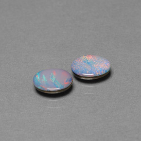 Pedras preciosas de dupleto de opala multicolorido natural de  ct, corte oval, opaco