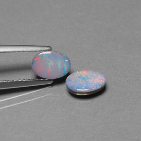 Pedras preciosas de dupleto de opala multicolorido natural de  ct, corte oval, opaco