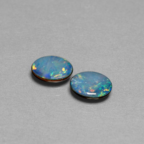 Pedras preciosas de dupleto de opala multicolorido natural de  ct, corte oval, opaco