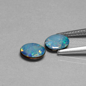 Pedras preciosas de dupleto de opala multicolorido natural de  ct, corte oval, opaco