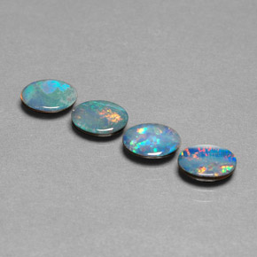 Pedras preciosas de dupleto de opala multicolorido natural de  ct, corte oval, opaco