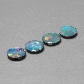 Pedras preciosas de dupleto de opala multicolorido natural de  ct, corte oval, opaco