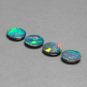 Pedras preciosas de dupleto de opala multicolorido natural de  ct, corte oval, opaco
