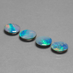Pedras preciosas de dupleto de opala multicolorido natural de  ct, corte oval, opaco