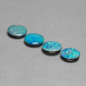 Pedras preciosas de dupleto de opala multicolorido natural de  ct, corte oval, opaco