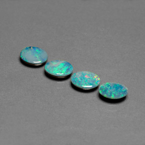 Pedras preciosas de dupleto de opala multicolorido natural de  ct, corte oval, opaco