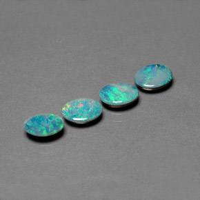 Pedras preciosas de dupleto de opala multicolorido natural de  ct, corte oval, opaco