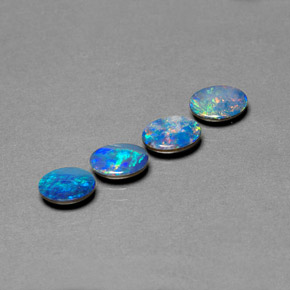Pedras preciosas de dupleto de opala multicolorido natural de  ct, corte oval, opaco