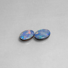 Pedras preciosas de dupleto de opala multicolorido natural de  ct, corte oval, opaco