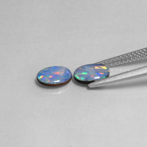 Pedras preciosas de dupleto de opala multicolorido natural de  ct, corte oval, opaco
