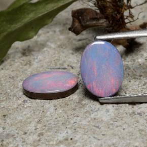Pedras preciosas de dupleto de opala multicolorido natural de 1,79 ct, corte oval, opaco