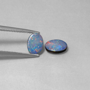 Pedras preciosas de dupleto de opala multicolorido natural de  ct, corte oval, opaco