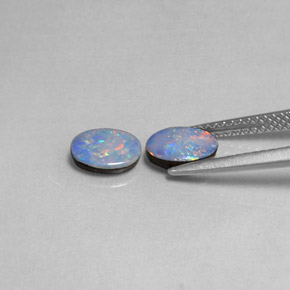 Pedras preciosas de dupleto de opala multicolorido natural de  ct, corte oval, opaco