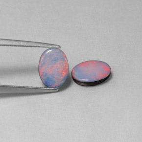 Pedras preciosas de dupleto de opala multicolorido natural de  ct, corte oval, opaco